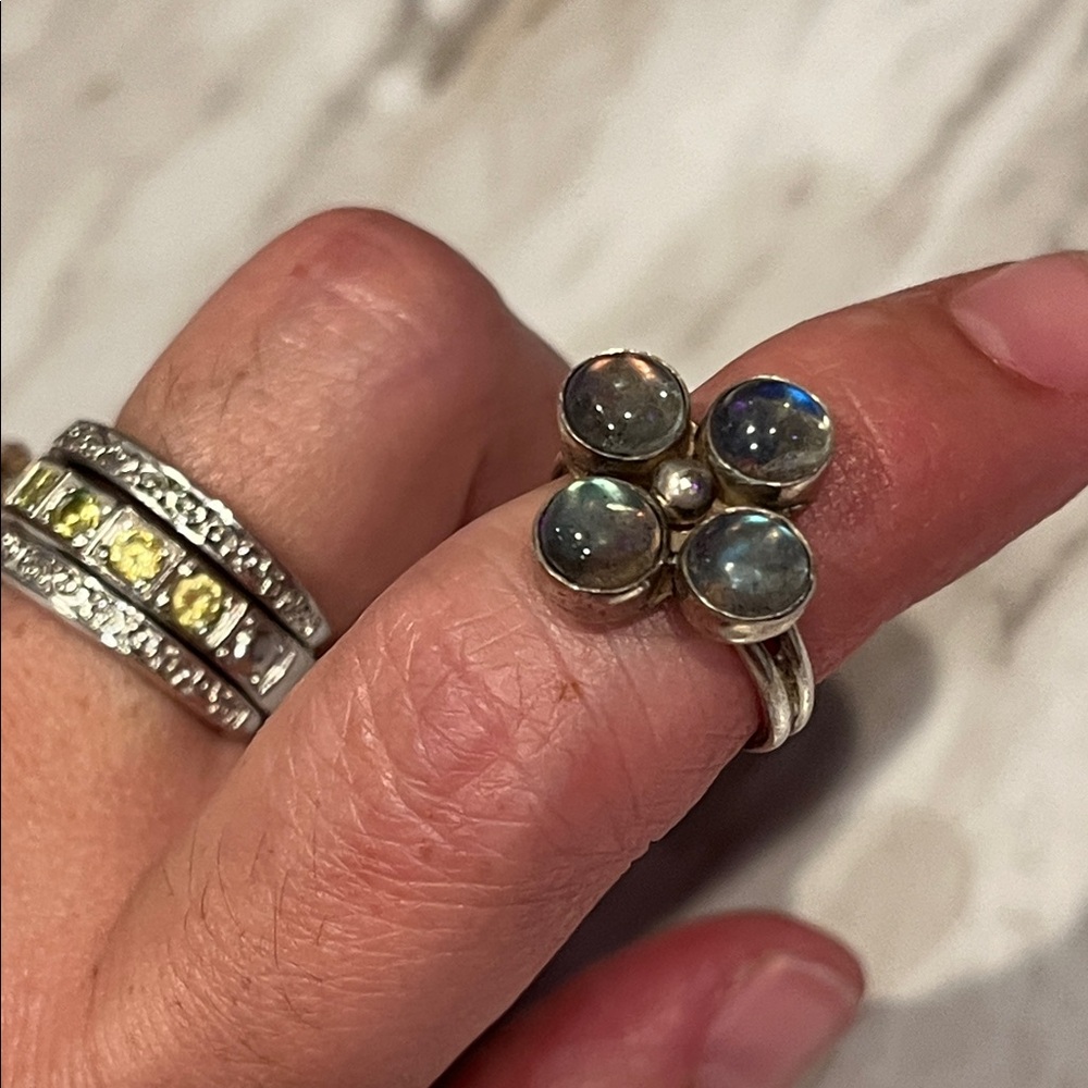 Artisan Labradorite Clover Ring, Solid Sterling S… - image 5
